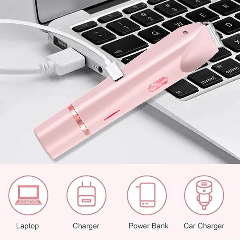 PureGlide 2 in 1 Electric Bikini Trimmer Shaver for Women, Dual Head Wet & Dry Hair Razor Waterproof with Detachable Heads - GiftMira