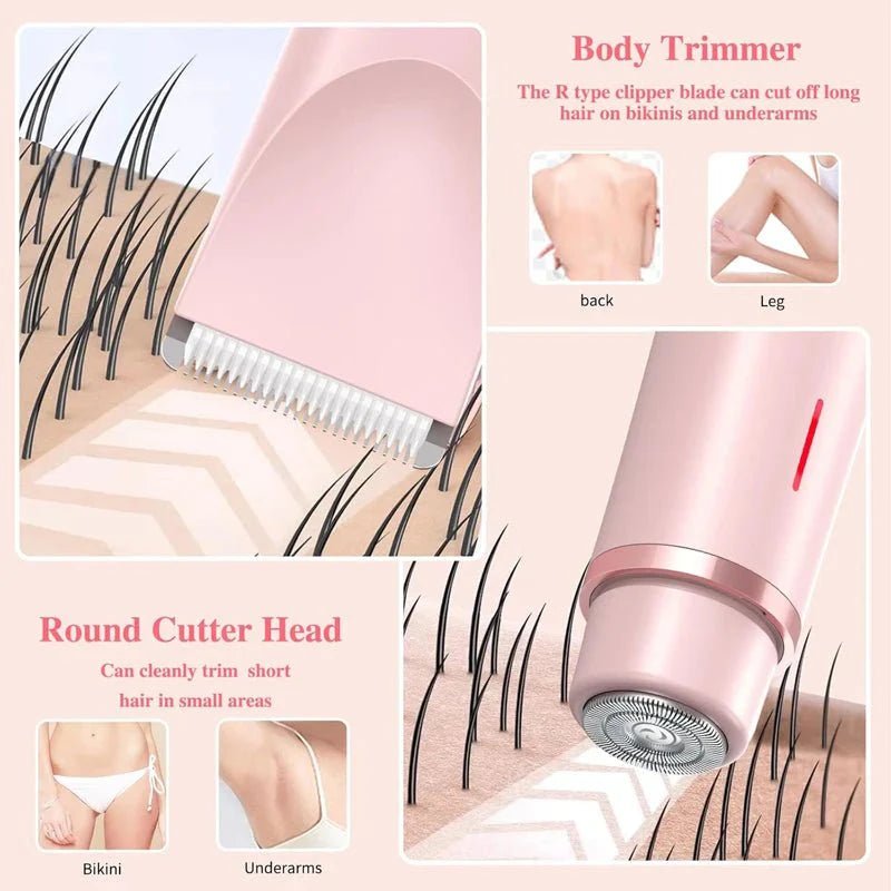 PureGlide 2 in 1 Electric Bikini Trimmer Shaver for Women, Dual Head Wet & Dry Hair Razor Waterproof with Detachable Heads - GiftMira