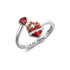 Radiant Ignite Flame - Red Heart Ring | Personalized Ruby - Embellished Open Ring - GiftMira