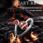 Radiant Ignite Flame - Red Heart Ring | Personalized Ruby - Embellished Open Ring - GiftMira