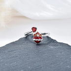 Radiant Ignite Flame - Red Heart Ring | Personalized Ruby - Embellished Open Ring - GiftMira