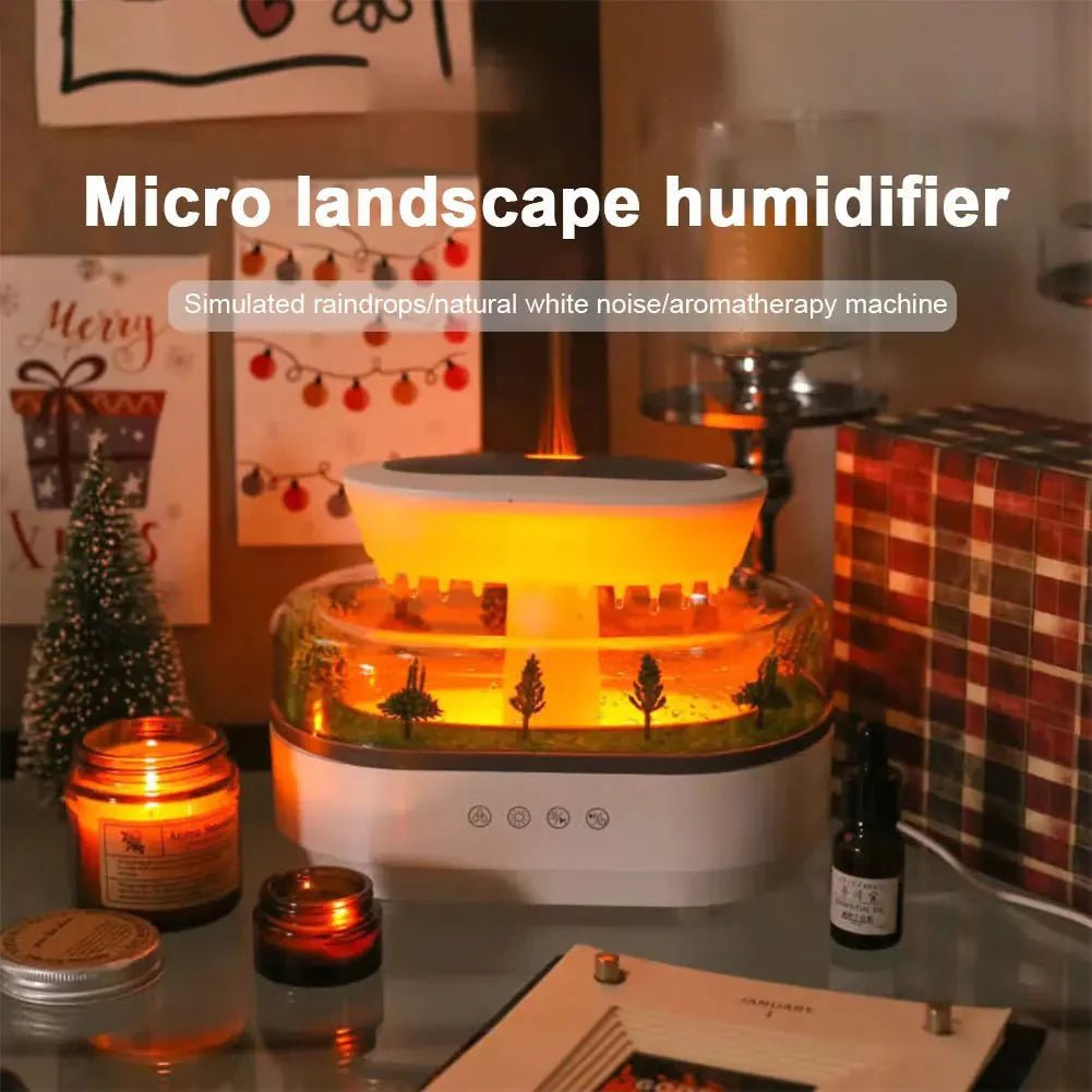 Rain Cloud Aroma Diffuser Zen Raindrops Air Humidifier 4 - in - 1 Essential Oil 7 - Color Night Light USB - GiftMira