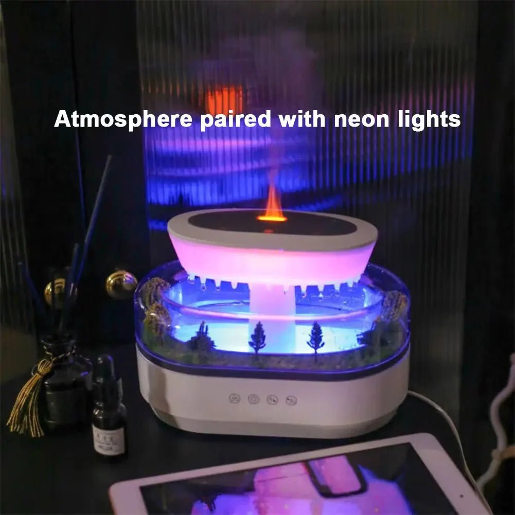 Rain Cloud Aroma Diffuser Zen Raindrops Air Humidifier 4 - in - 1 Essential Oil 7 - Color Night Light USB - GiftMira