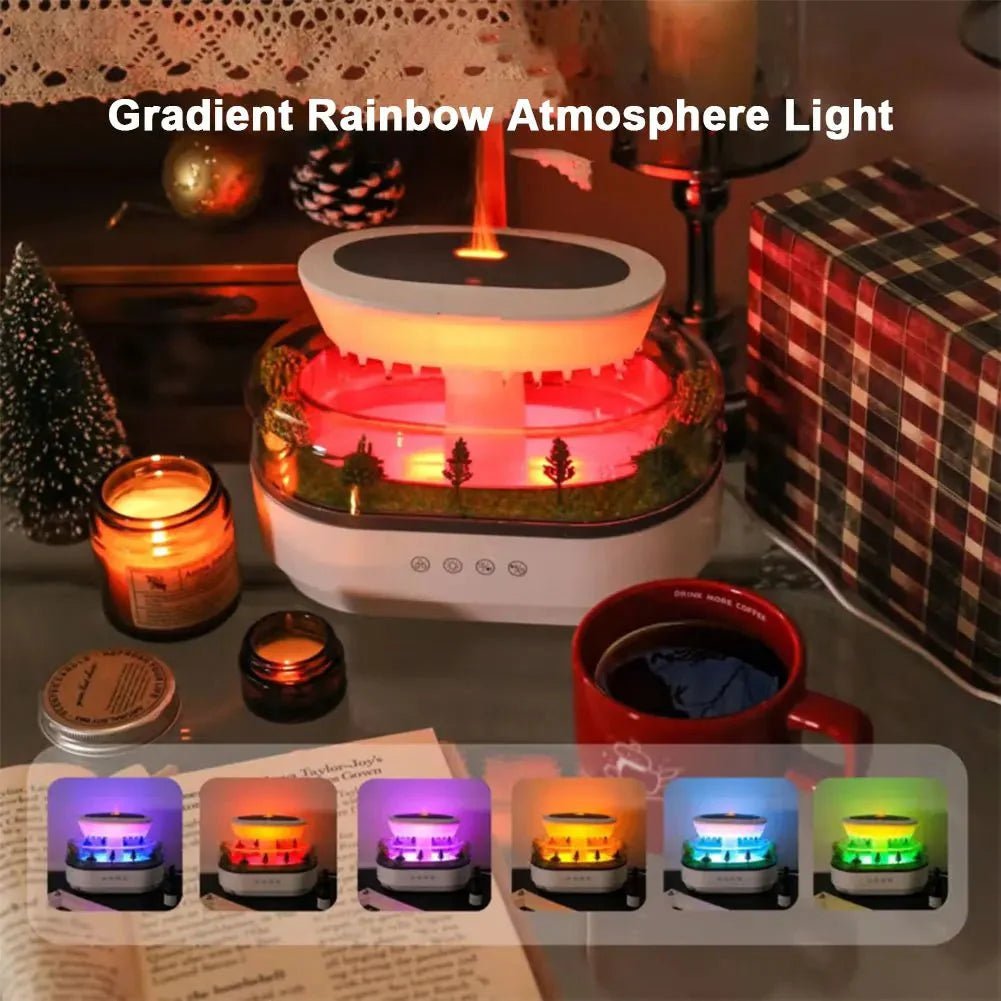 Rain Cloud Aroma Diffuser Zen Raindrops Air Humidifier 4 - in - 1 Essential Oil 7 - Color Night Light USB - GiftMira