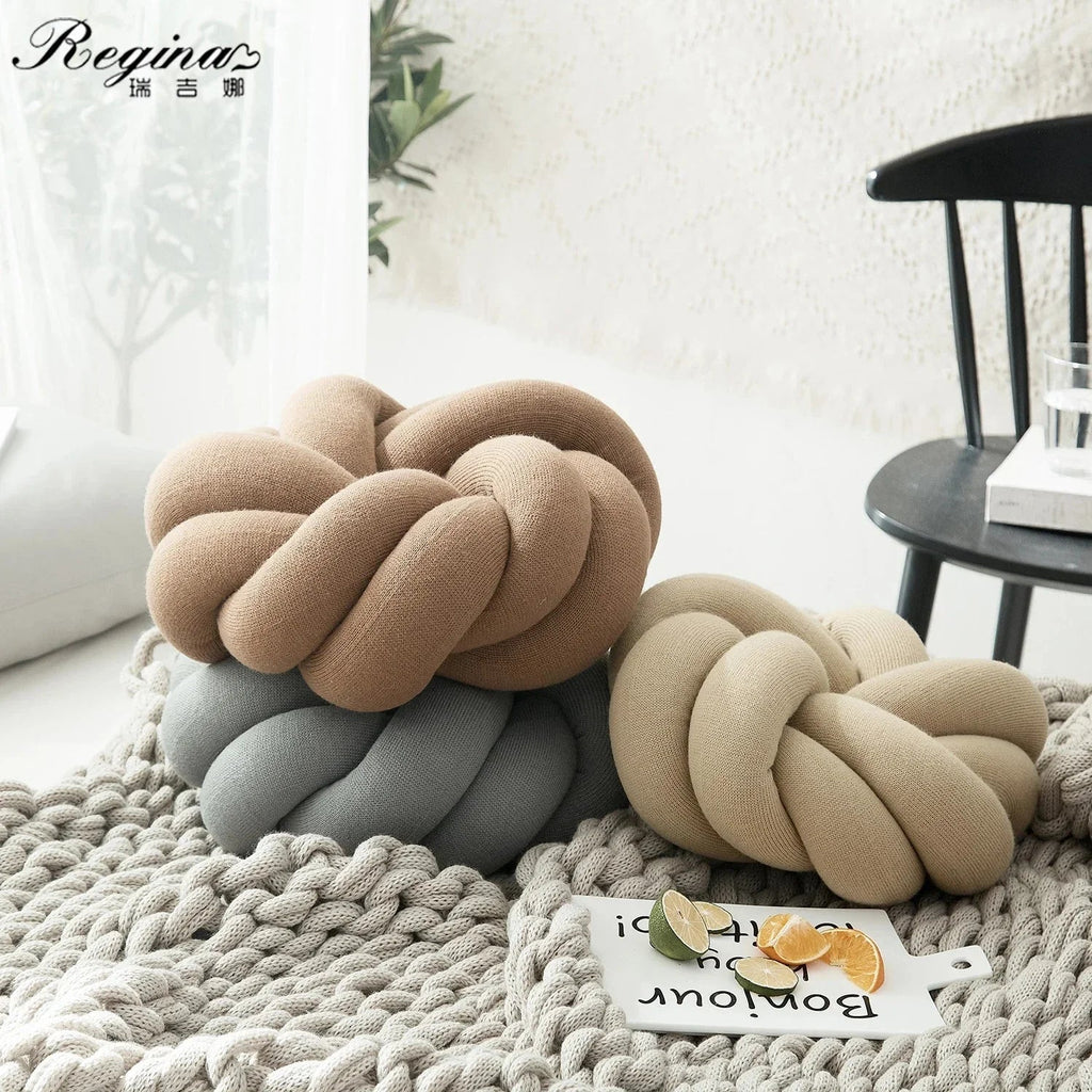 Regina Cotton DIY Hand Knot Back Cushion – Cozy Decorative Lumbar Pillow - GiftMira
