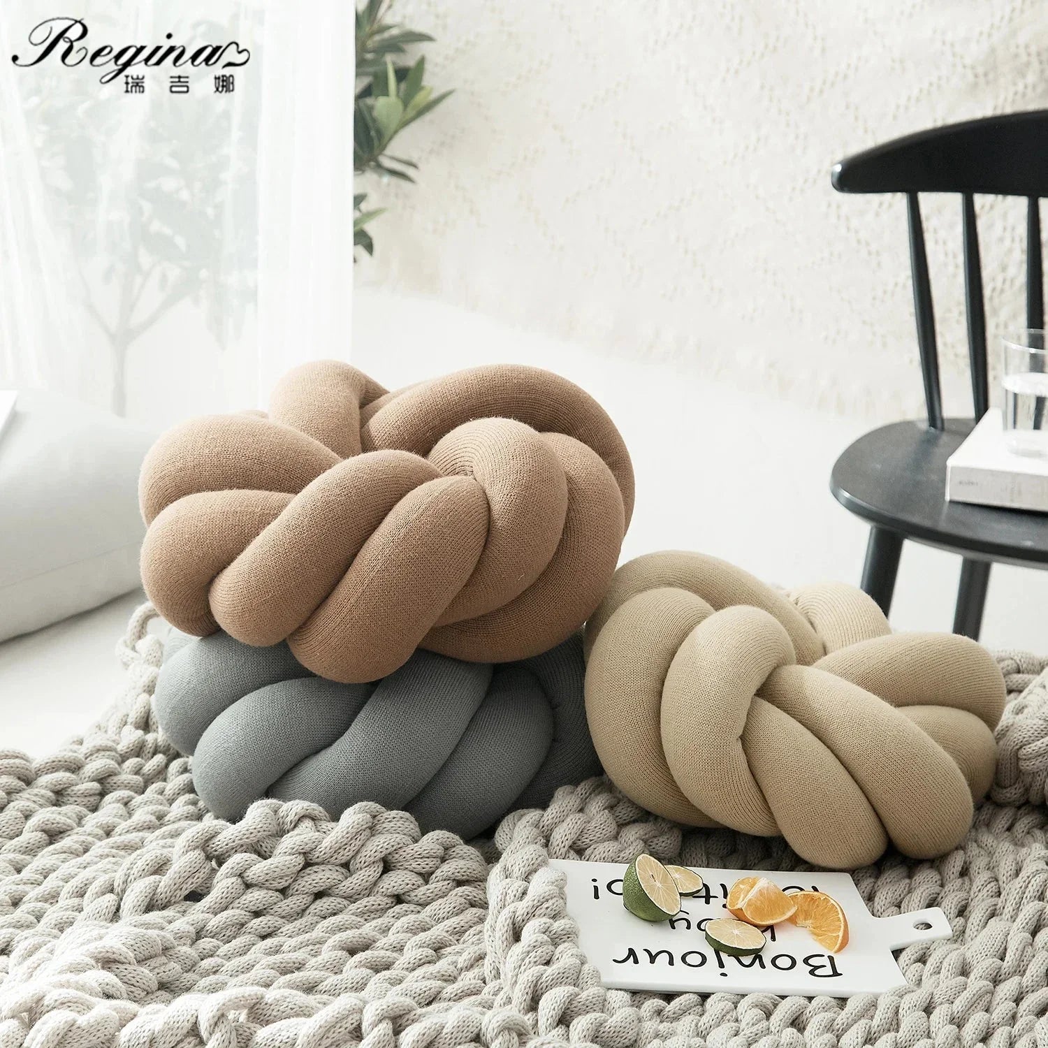 Regina Cotton DIY Hand Knot Back Cushion – Cozy Decorative Lumbar Pillow - GiftMira