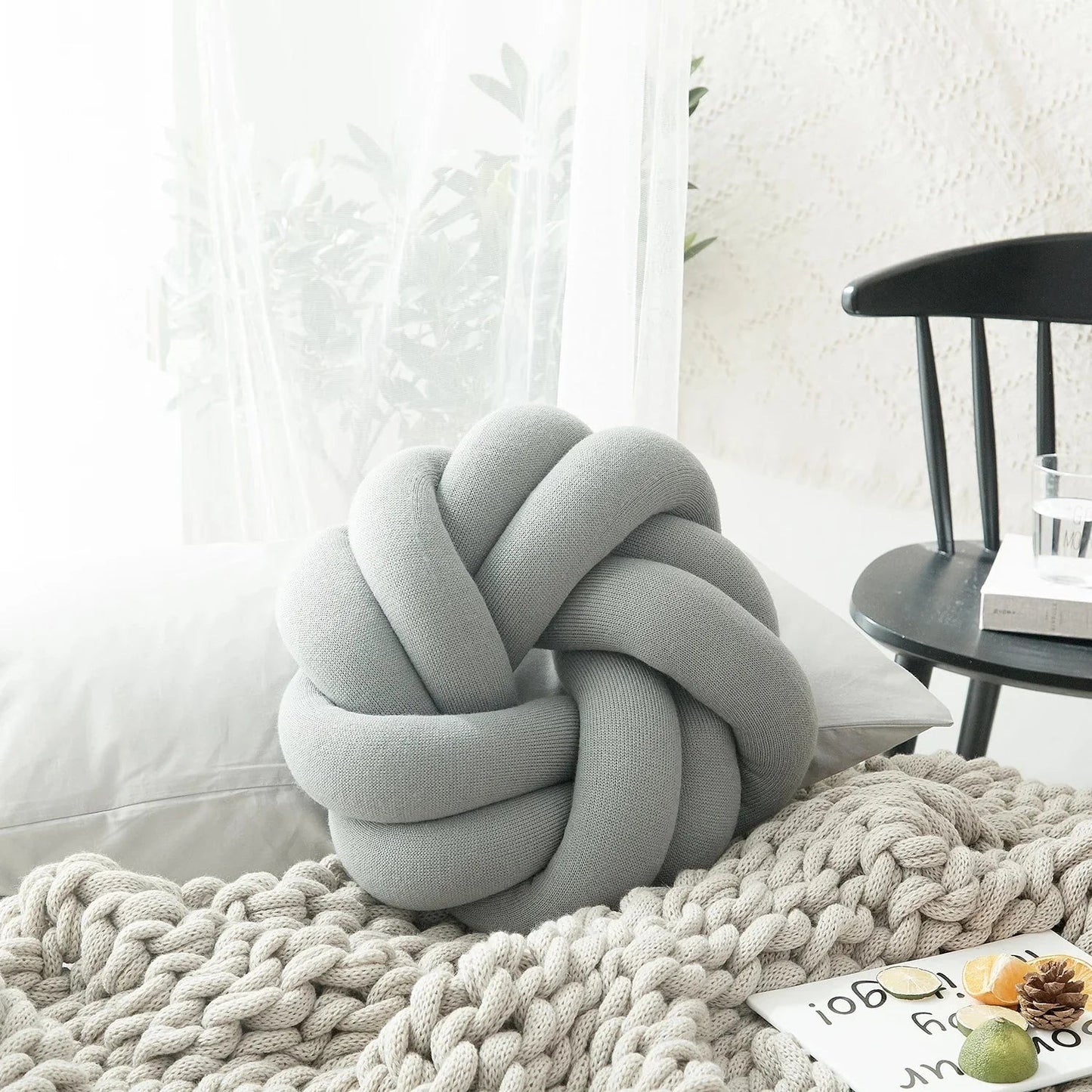 Regina Cotton DIY Hand Knot Back Cushion – Cozy Decorative Lumbar Pillow - GiftMira