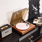 Retro Bluetooth Vinyl Record Player Built - in Speakers Walnut Wood Belt Drive Turntable - GiftMira