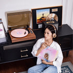 Retro Bluetooth Vinyl Record Player Built - in Speakers Walnut Wood Belt Drive Turntable - GiftMira