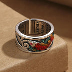 Retro Ethnic Style Enamel Carp Ring | Adjustable Opening Fashion Jewelry - GiftMira