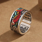 Retro Ethnic Style Enamel Carp Ring | Adjustable Opening Fashion Jewelry - GiftMira