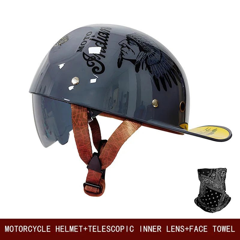 Retro Motorcycle Half Helmet Open Face Bike Cruiser Skateboard Helmet Summer Lightweight - GiftMira