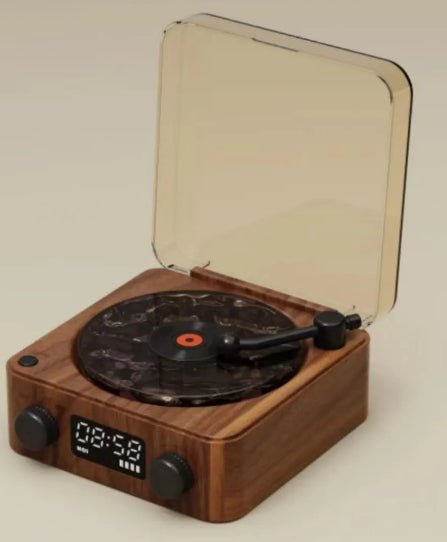 Retro Turntable Bluetooth 5.0 Speaker with RGB Ambient Light and Nature Sounds - GiftMira