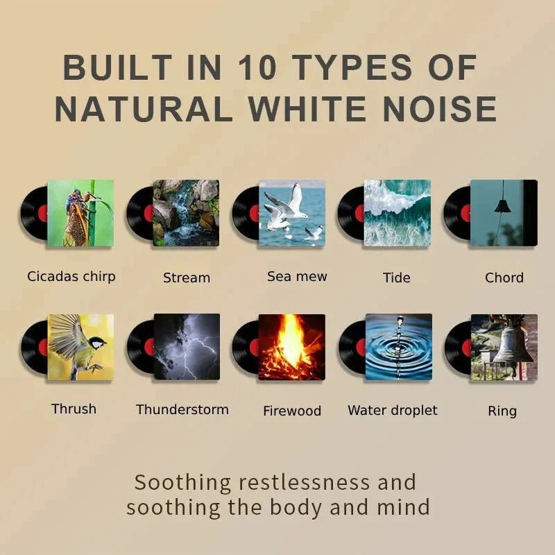 RGB Sleep White Noise Machine: Rechargeable LED Night Light & Relaxing Audio - GiftMira