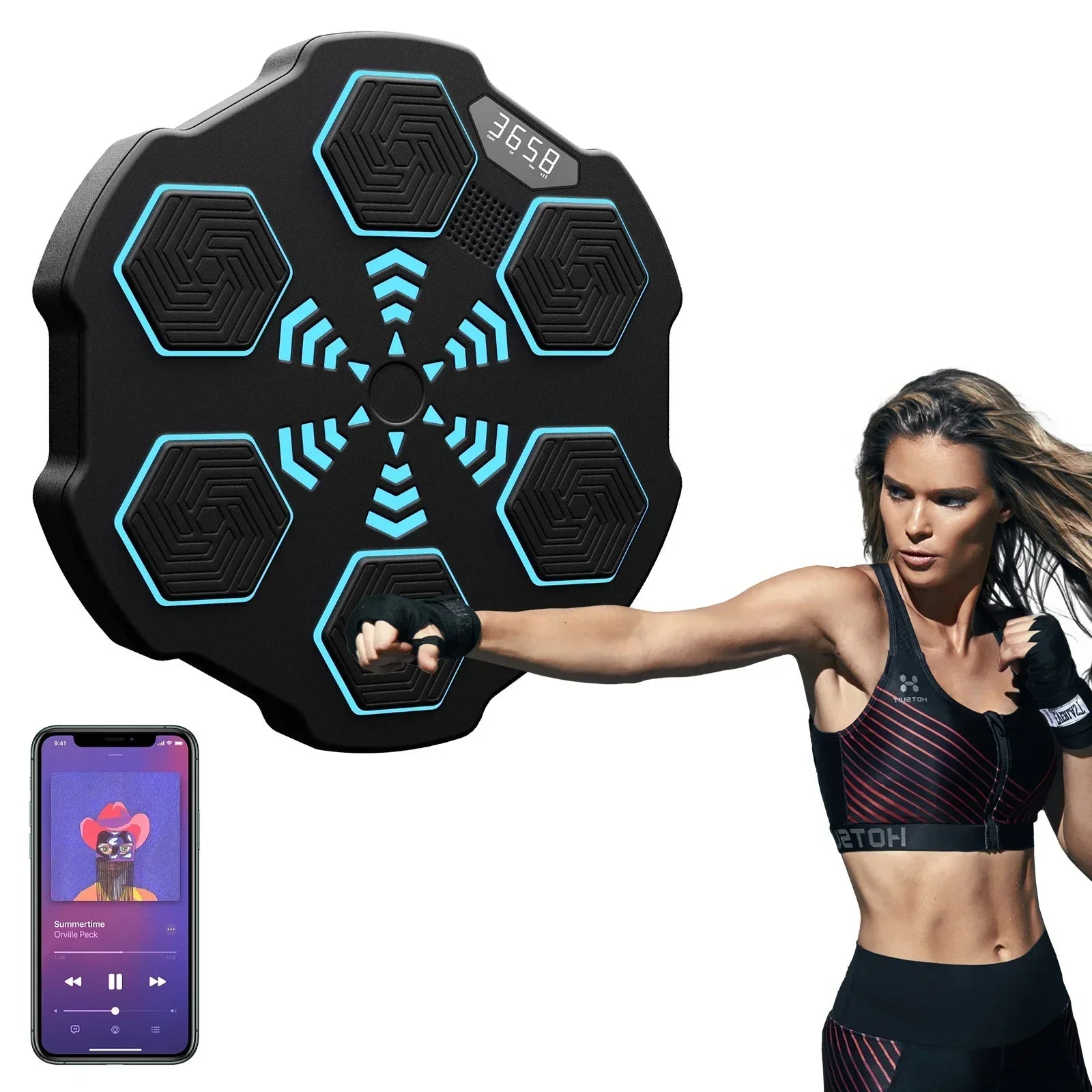 RhythmStrike: LED Music Boxing Machine with Gloves - GiftMira