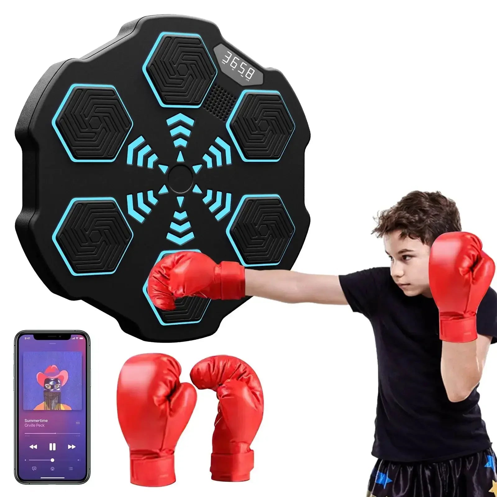 RhythmStrike: LED Music Boxing Machine with Gloves - GiftMira