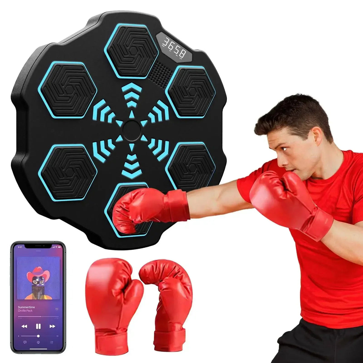 RhythmStrike: LED Music Boxing Machine with Gloves - GiftMira