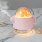 Salt Lamp Diffuser 3 - in - 1 Himalayan Crystal Humidifier Aromatherapy Essential Oil Night Light 360ml LED Pink - GiftMira