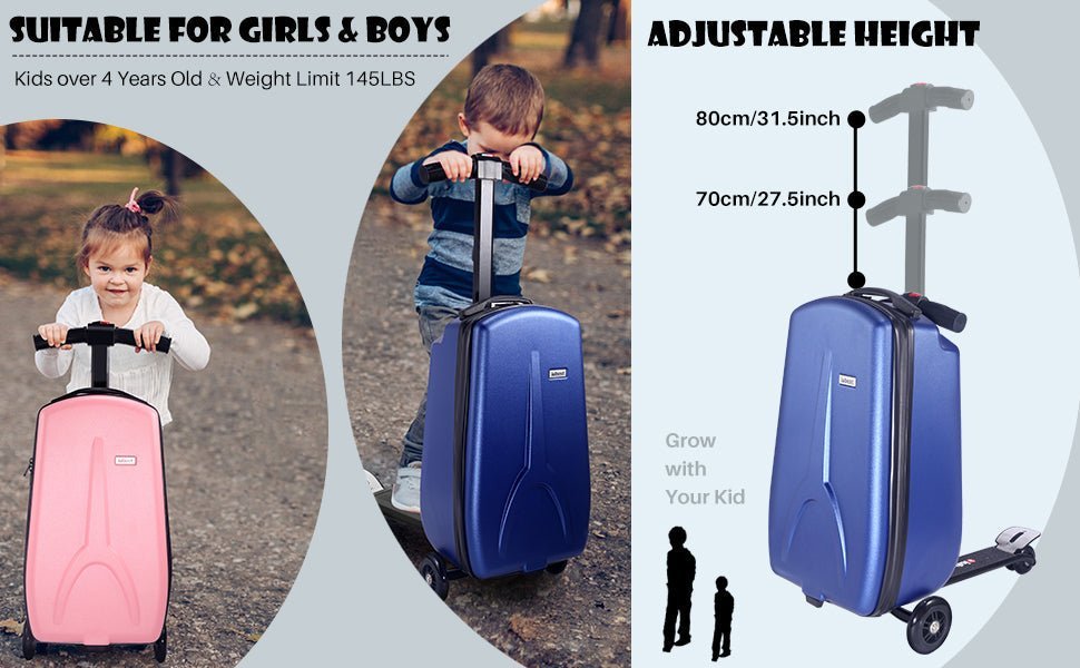 Scooter Suitcase - Best Rolling Detachable Luggage with Built - in Skateboard for Travel - GiftMira