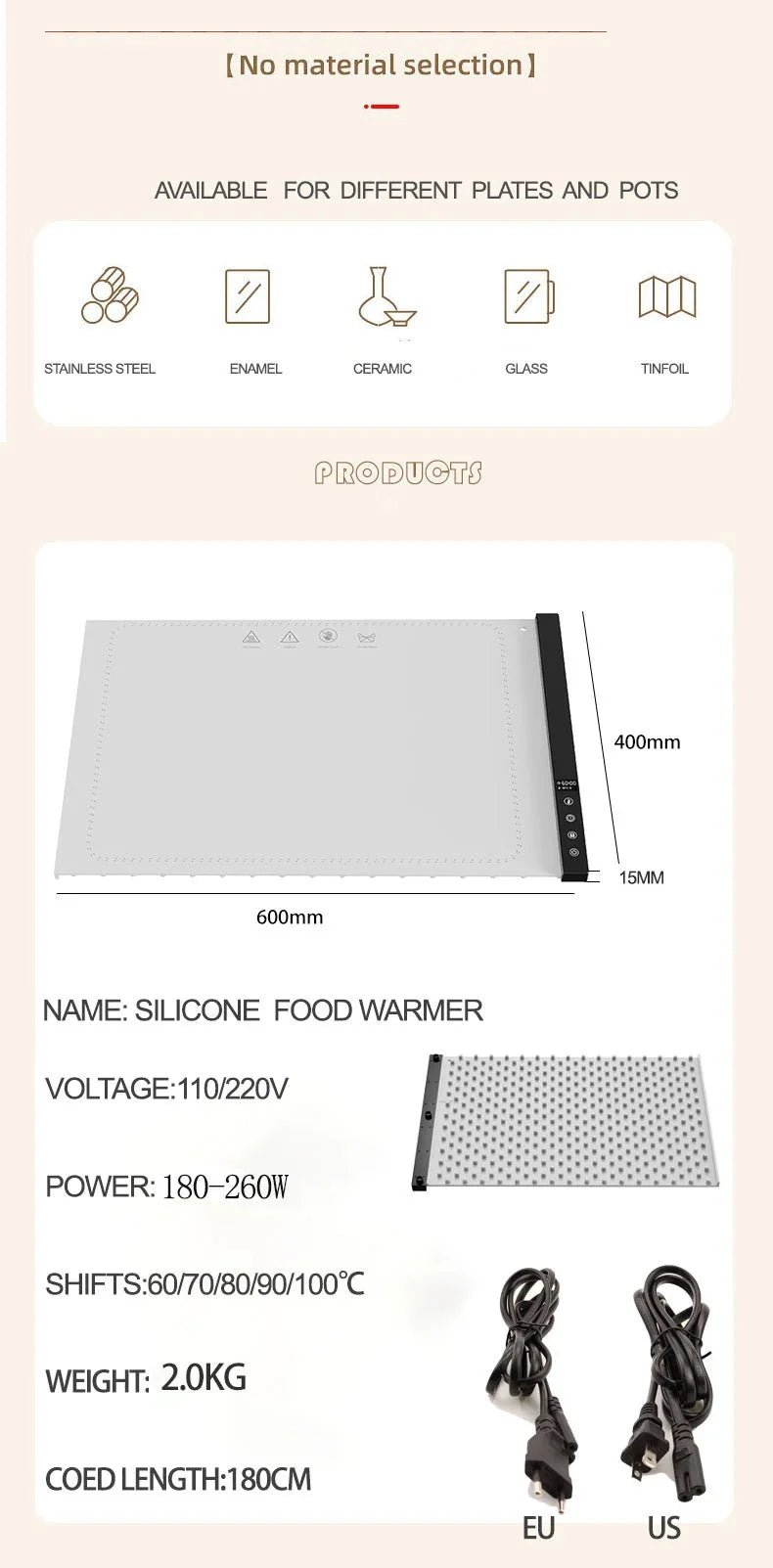 Silicone Heating Mat for Food Warming Trays | Rollable Party Buffet Warmer - GiftMira