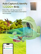Smart Bird Feeder with Camera Solar Powered — 2K HD AI Bird ID, Wi - Fi, Motion Alerts, Weatherproof - GiftMira