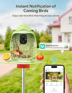 Smart Bird Feeder with Camera Solar Powered — 2K HD AI Bird ID, Wi - Fi, Motion Alerts, Weatherproof - GiftMira