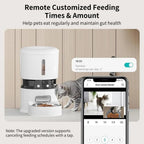 Smart Pet Feeder 4L Automatic Cat & Dog Food Dispenser with Dual HD Cameras WiFi 2 - Way Audio Night Vision - GiftMira