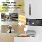 Smart Pet Feeder 4L Automatic Cat & Dog Food Dispenser with Dual HD Cameras WiFi 2 - Way Audio Night Vision - GiftMira
