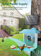 Smart Solar Bird Feeder with AI Camera 1080P HD WiFi Bird Watching Feeder Real - Time Alerts Outdoor - GiftMira