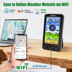 Smart Wireless Weather Station WiFi Indoor Outdoor Color Display Temperature Humidity Wind Rain - GiftMira