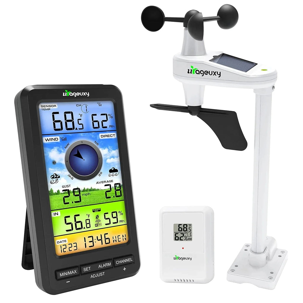 Smart Wireless Weather Station WiFi Indoor Outdoor Color Display Temperature Humidity Wind Rain - GiftMira