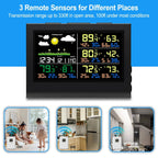 Smart Wireless Weather Station with 3 Sensors Large Color Display Indoor Outdoor Thermometer Hygrometer - GiftMira