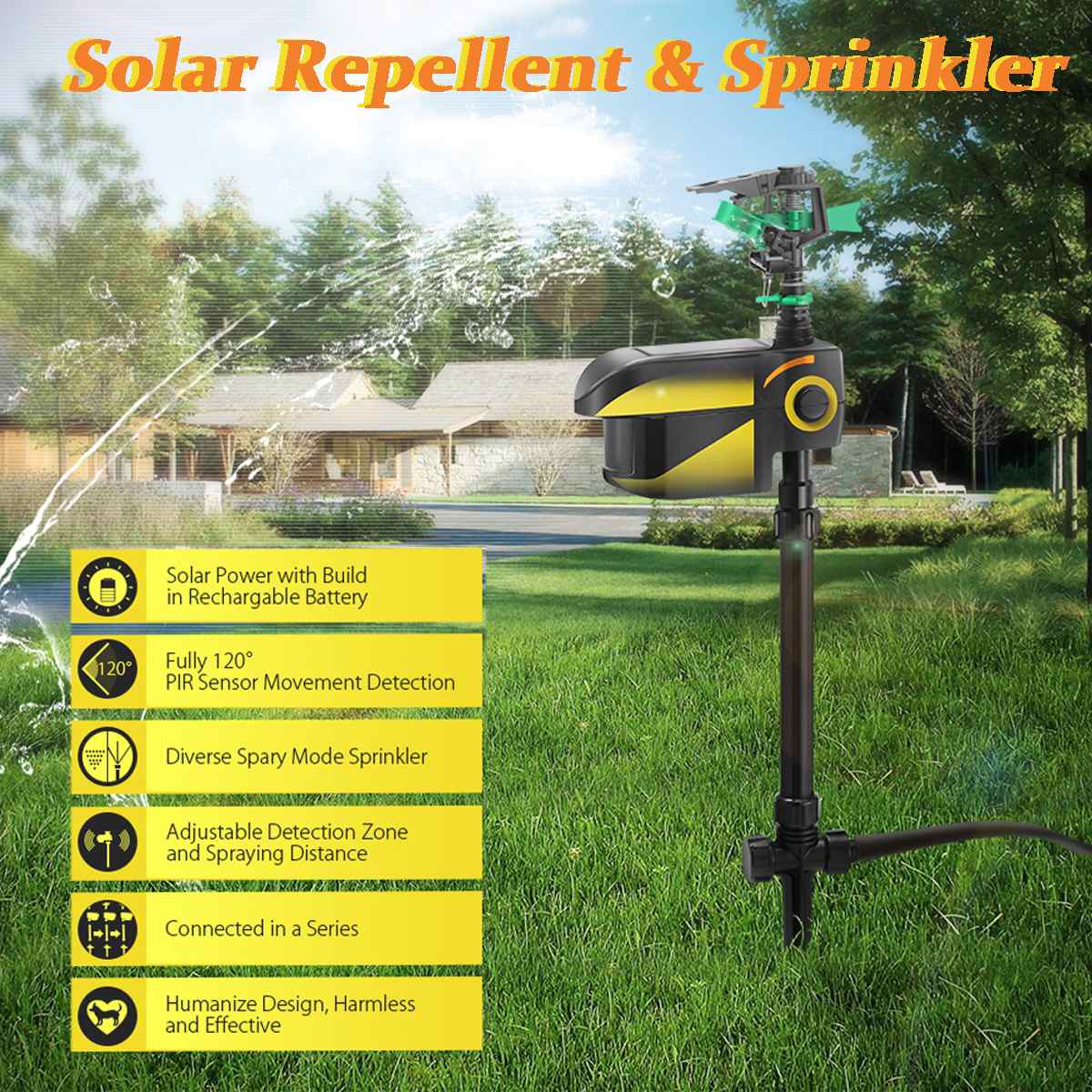 Solar - Powered Motion - Activated Animal Repellent | Humanely Guard Your Garden - GiftMira