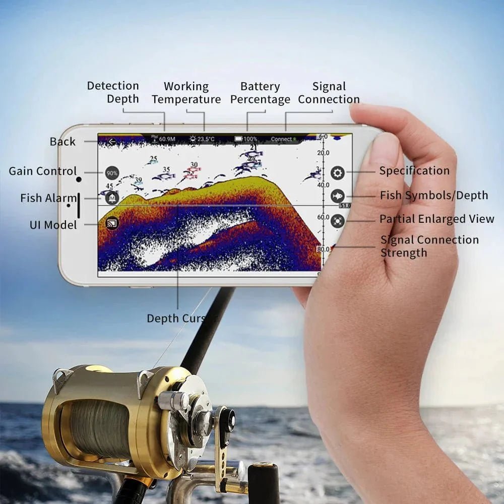 SonarPro: Smart Sonar Fish Finder, Rechargeable Wireless Sensor, 40M Water Depth Echo Sounder for Bait Boat and Carp Fishing - GiftMira