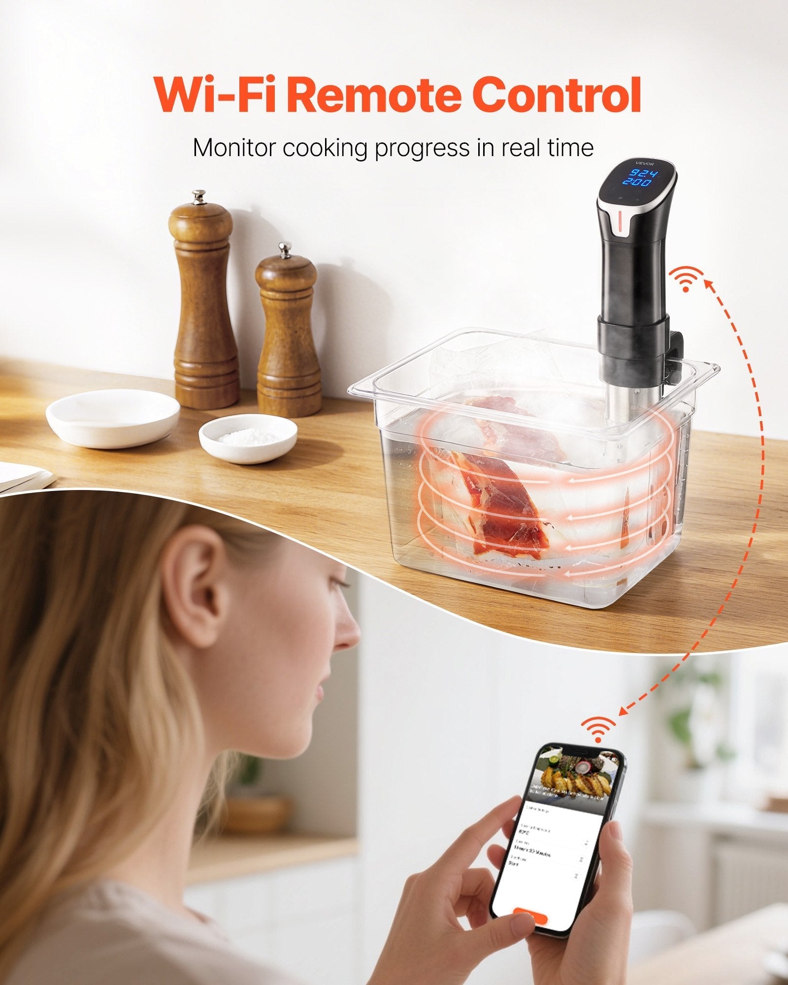 Sous Vide Machine Cooker Starter Kit 1000W – Immersion Circulator with Bags, Pump, Timer, LCD Display - GiftMira
