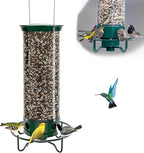 Squirrel - Proof Bird Feeder Spinning Tube – 4 Ports 5lb Capacity Weight Activated Outdoor Hanging - GiftMira