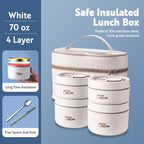 Stainless Steel Thermal Insulated Lunch Box 3 - Tier Stackable 43oz BPA - Free Vacuum Bento Box Lunch Bag - GiftMira
