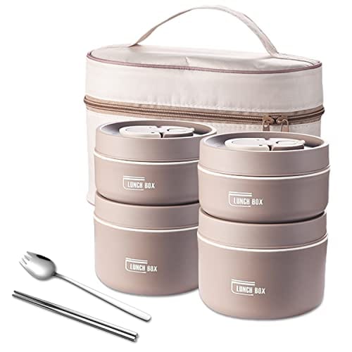 Stainless Steel Thermal Insulated Lunch Box 3 - Tier Stackable 43oz BPA - Free Vacuum Bento Box Lunch Bag - GiftMira