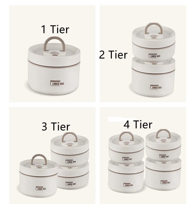 Stainless Steel Thermal Insulated Lunch Box 3 - Tier Stackable 43oz BPA - Free Vacuum Bento Box Lunch Bag - GiftMira