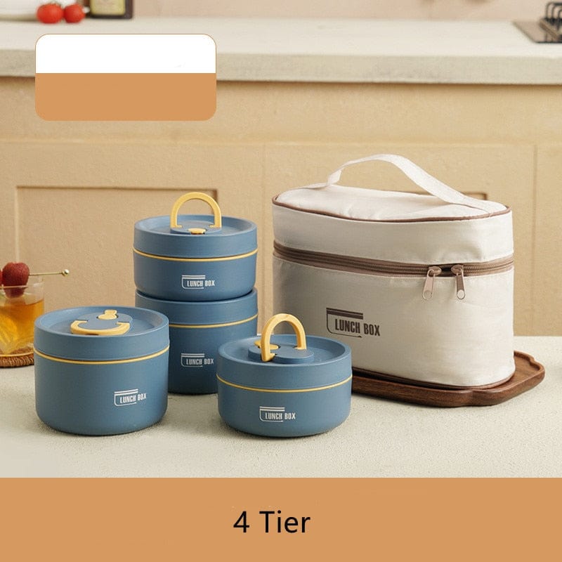 Stainless Steel Thermal Insulated Lunch Box 3 - Tier Stackable 43oz BPA - Free Vacuum Bento Box Lunch Bag - GiftMira