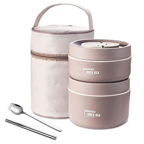 Stainless Steel Thermal Insulated Lunch Box 3 - Tier Stackable 43oz BPA - Free Vacuum Bento Box Lunch Bag - GiftMira