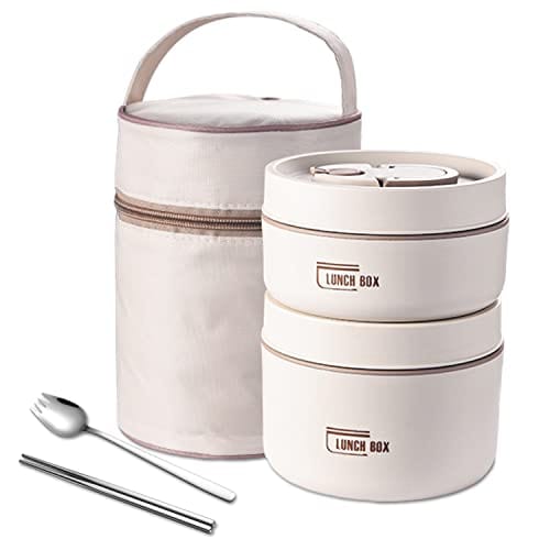 Stainless Steel Thermal Insulated Lunch Box 3 - Tier Stackable 43oz BPA - Free Vacuum Bento Box Lunch Bag - GiftMira
