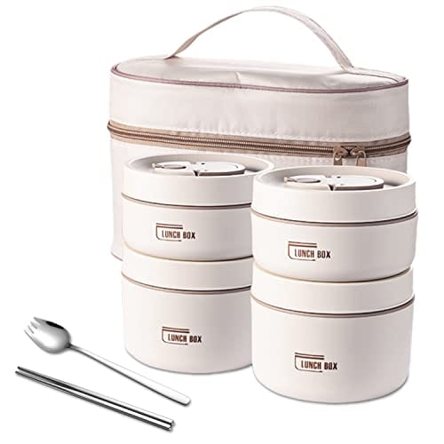 Stainless Steel Thermal Insulated Lunch Box 3 - Tier Stackable 43oz BPA - Free Vacuum Bento Box Lunch Bag - GiftMira
