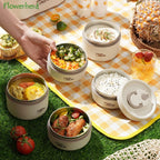 Stainless Steel Thermal Insulated Lunch Box 3 - Tier Stackable 43oz BPA - Free Vacuum Bento Box Lunch Bag - GiftMira