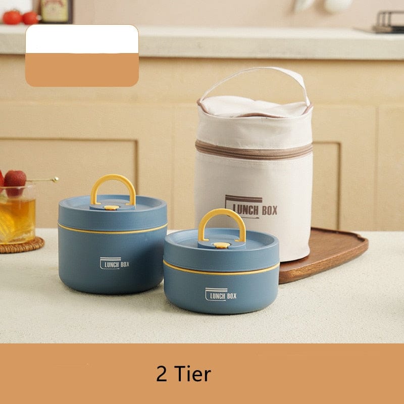 Stainless Steel Thermal Insulated Lunch Box 3 - Tier Stackable 43oz BPA - Free Vacuum Bento Box Lunch Bag - GiftMira