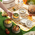 Stainless Steel Thermal Insulated Lunch Box 3 - Tier Stackable 43oz BPA - Free Vacuum Bento Box Lunch Bag - GiftMira