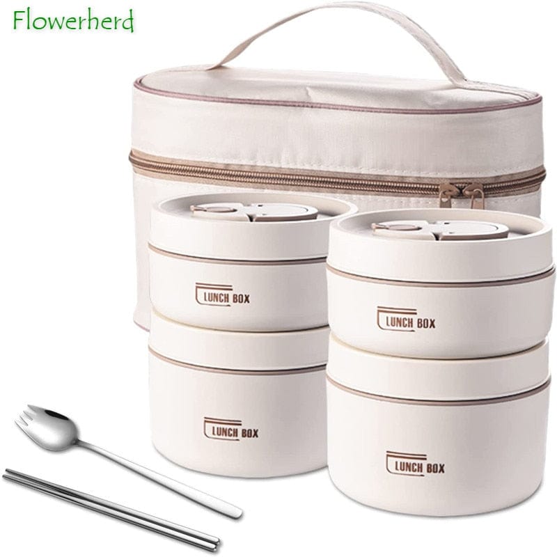 Stainless Steel Thermal Insulated Lunch Box 3 - Tier Stackable 43oz BPA - Free Vacuum Bento Box Lunch Bag - GiftMira
