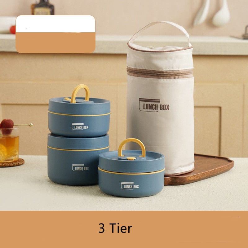 Stainless Steel Thermal Insulated Lunch Box 3 - Tier Stackable 43oz BPA - Free Vacuum Bento Box Lunch Bag - GiftMira