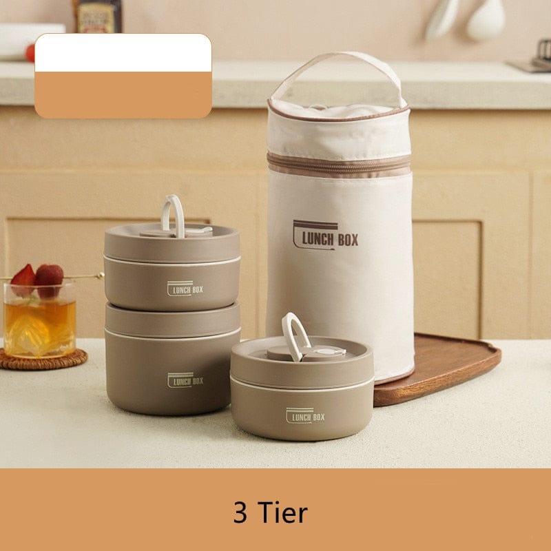 Stainless Steel Thermal Insulated Lunch Box 3 - Tier Stackable 43oz BPA - Free Vacuum Bento Box Lunch Bag - GiftMira