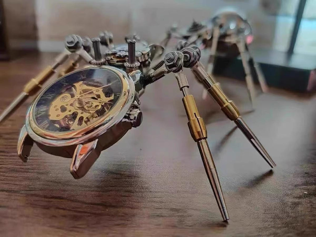 Steampunk Mechanical Spider Clock Metal Desk Sculpture - GiftMira